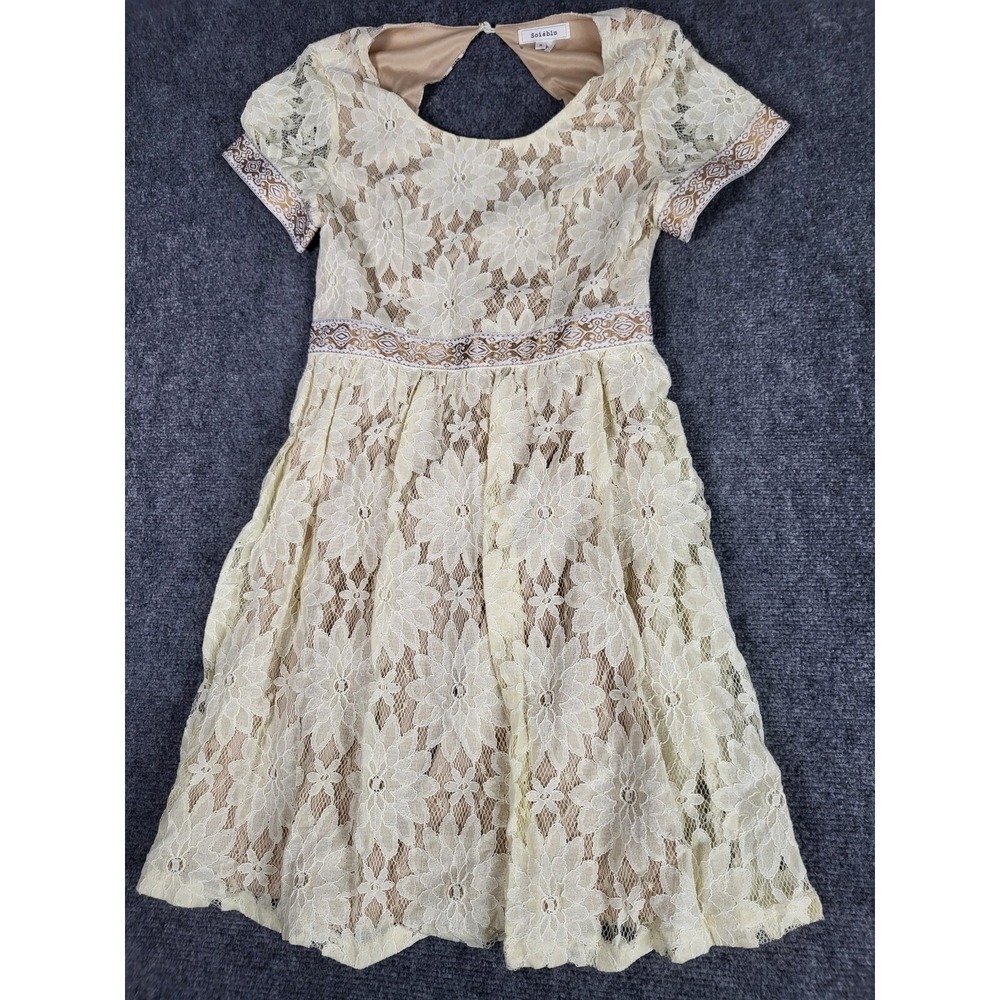 Soieblu Lace Dress Women S White Floral Short Sleeve Party Cocktail Bridal Cream